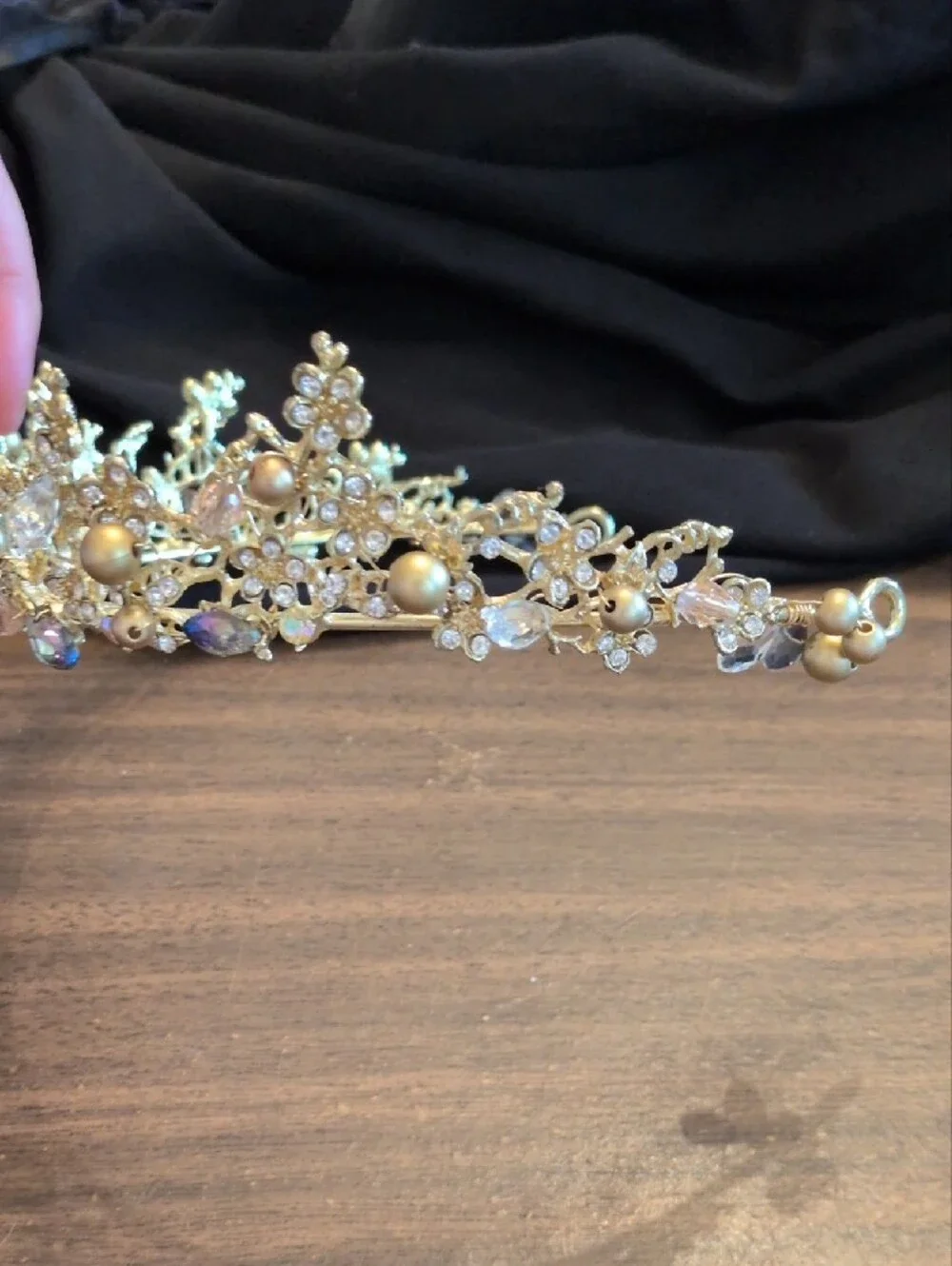 Gold Crystal Floral Tiara